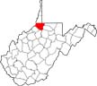 County outline map of West Virginia